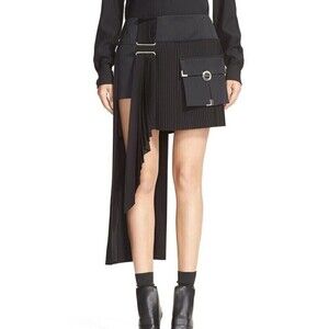 ANTHONY VACCARELLO Cargo Pocket  Pleated Assymetric Mini Skirt Women's Sz FR 40